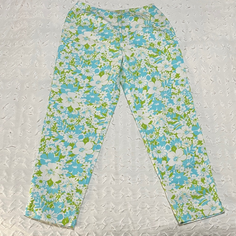 Y2K GAP Floral Capris in Aqua, Lime & White